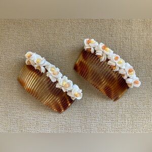 Vintage Hawaiian Shell Hair Combs. Tortoise & real shells. Beautiful condition